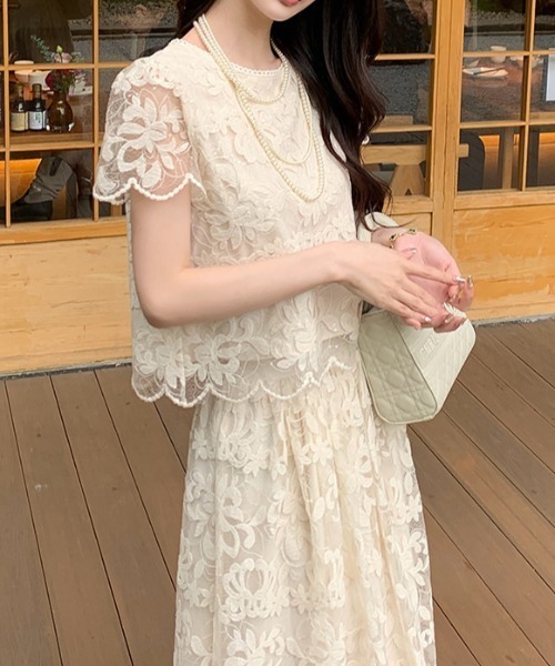 Diosfront（ディオスフロント）の「花柄刺繍セットアップ（セットアップ・レディース・アイボリー・S/M/L）」の3枚目の写真