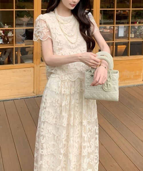 Diosfront（ディオスフロント）の「花柄刺繍セットアップ（セットアップ・レディース・アイボリー・S/M/L）」の4枚目の写真