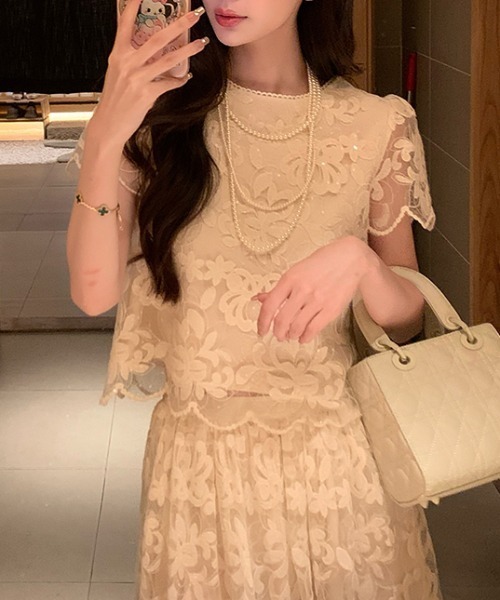 Diosfront（ディオスフロント）の「花柄刺繍セットアップ（セットアップ・レディース・アイボリー・S/M/L）」の5枚目の写真