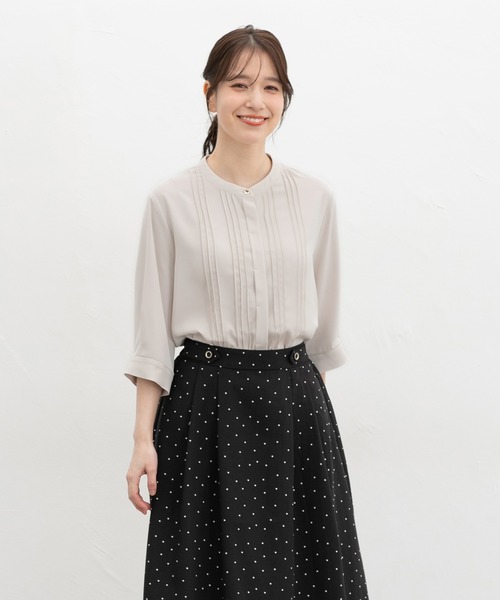 Honeys(ハニーズ)の「6分袖ピンタックブラウス(シャツ/ブラウス・レディース・ホワイト/ネイビー系/ピンク系その他/スミクロ/ライトグレー系/ライトグレー・M/LL/S/L/3L)」の22枚目の写真