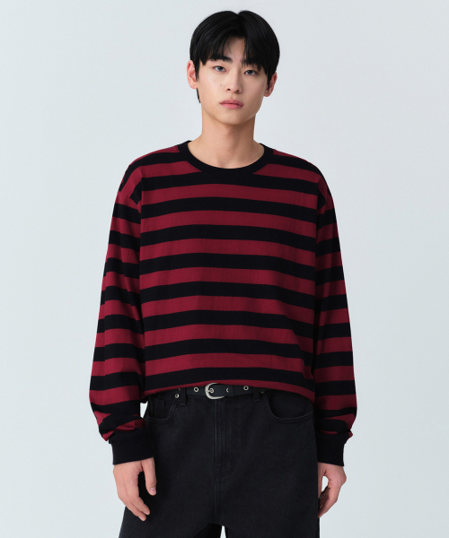 MUSINSA STANDARD（ムシンサスタンダード）の「ボールドストライプ長袖Tシャツ[ブラック/レッド]（Tシャツ/カットソー・メンズ・その他・SMALL/MEDIUM/LARGE/X-LARGE/2XL）」の5枚目の写真