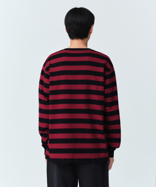 MUSINSA STANDARD（ムシンサスタンダード）の「ボールドストライプ長袖Tシャツ[ブラック/レッド]（Tシャツ/カットソー・メンズ・その他・SMALL/MEDIUM/LARGE/X-LARGE/2XL）」の7枚目の写真