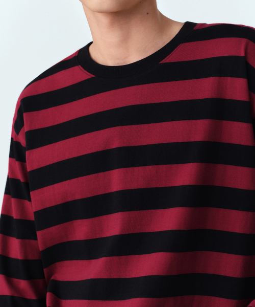 MUSINSA STANDARD（ムシンサスタンダード）の「ボールドストライプ長袖Tシャツ[ブラック/レッド]（Tシャツ/カットソー・メンズ・その他・SMALL/MEDIUM/LARGE/X-LARGE/2XL）」の8枚目の写真
