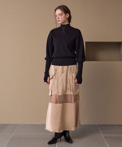 MIELI INVARIANT(ミエリインヴァリアント)の「2way Layered Knit Tops(アンサンブル・レディース・ブラウン/ブラック・FREE)」の7枚目の写真