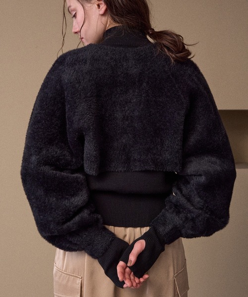 MIELI INVARIANT(ミエリインヴァリアント)の「2way Layered Knit Tops(アンサンブル・レディース・ブラウン/ブラック・FREE)」の6枚目の写真