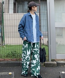 CORNERS by KR | 【CORNERS by KR】リネンタッチ幾何学柄ラフパンツ(その他パンツ)