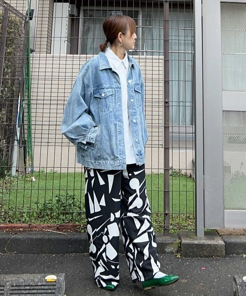 CORNERS by KR（コーナーズバイケーアール）の「【CORNERS by KR】リネンタッチ幾何学柄ラフパンツ（その他パンツ・レディース・オフホワイト/ブラック/グリーン・M）」の12枚目の写真