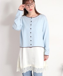 cepo | 12G柔らかニット 配色カーディガン(カーディガン/ボレロ)