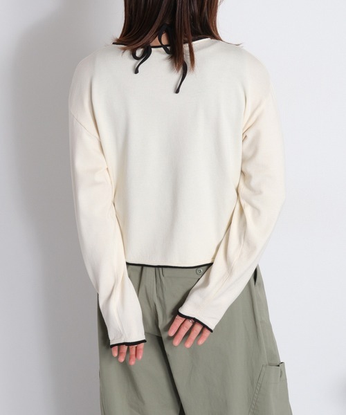 cepo（セポ）の「12Ｇ柔らかニット 配色カーディガン（カーディガン/ボレロ・レディース・グレー/ピンク/サックスブルー/ブラック/オフホワイト・M）」の15枚目の写真