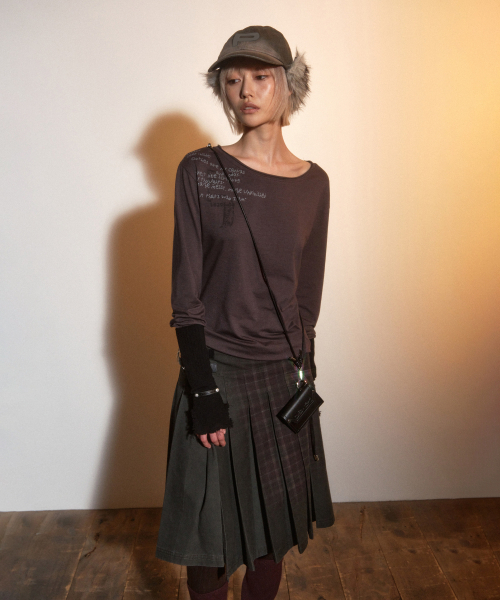 PORTERNA(ポルテナ)の「VINTAGE CHECK WRAP PLEATS SKIRT-KHAKI(スカート・レディース・その他・OS)」の6枚目の写真