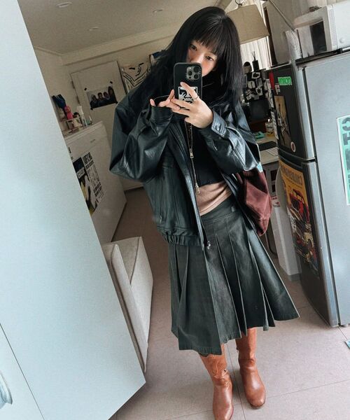 PORTERNA(ポルテナ)の「VINTAGE CHECK WRAP PLEATS SKIRT-KHAKI(スカート・レディース・その他・OS)」の16枚目の写真