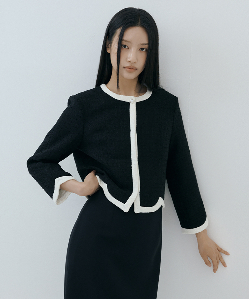 LUCIR ZU(ルシールズ)の「Curved Tweed Jacket (black)(その他アウター・レディース・その他・FREE)」の1枚目の写真