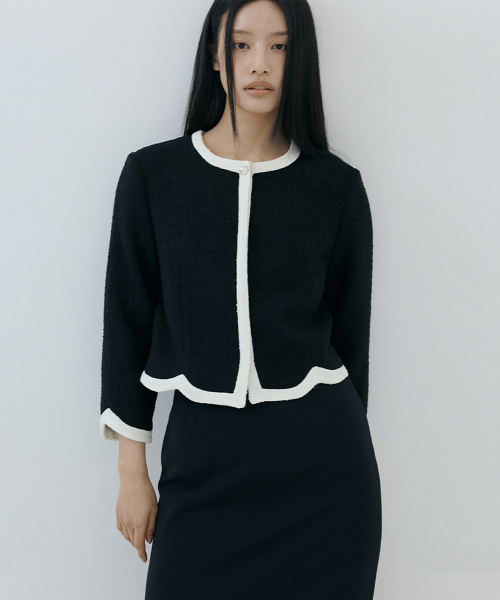 LUCIR ZU(ルシールズ)の「Curved Tweed Jacket (black)(その他アウター・レディース・その他・FREE)」の2枚目の写真
