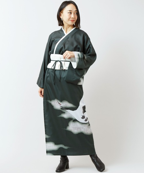倭物やカヤ(ワモノヤカヤ)の「【倭物やカヤ】鶴寿帯付きスカート(スカート・レディース・グリーン/スミクロ/ライトパープル・FREE)」の7枚目の写真
