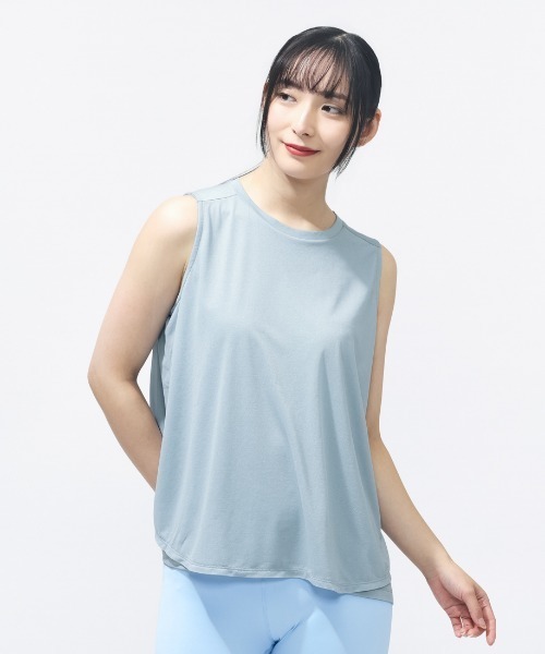 TIGORA（ティゴラ）の「ティゴラ TIGORA シアーノースリーブTシャツ（タンクトップ・レディース・ブラック/サックスブルー・S/M/L/XL）」の2枚目の写真