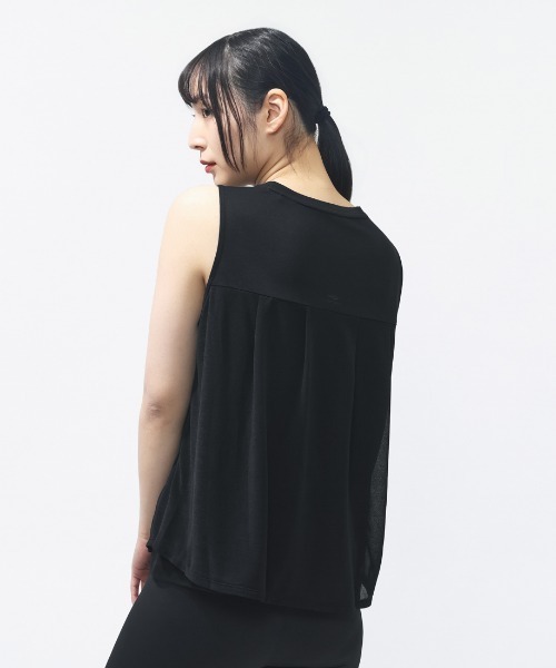 TIGORA（ティゴラ）の「ティゴラ TIGORA シアーノースリーブTシャツ（タンクトップ・レディース・ブラック/サックスブルー・S/M/L/XL）」の3枚目の写真
