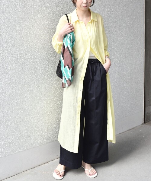 SHIPS Colors(シップス カラーズ)の「SHIPS Colors:〈手洗い可能〉ボイル シャンブレー シャツ ワンピース◇(ワンピース・レディース・イエロー/ライトグレー/ピンク/ライトブルー・ONE SIZE)」の4枚目の写真