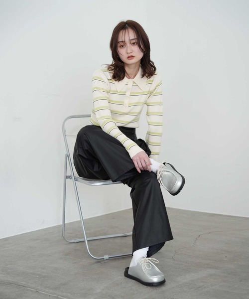 Bulue.(ブルー)の「レースアップ サボサンダル モカシン風 シルバー サボ ミュール つっかけ ローヒール(モカシン/デッキシューズ・レディース・シルバー/ブラック/キャメル・40/39/38/37)」の9枚目の写真