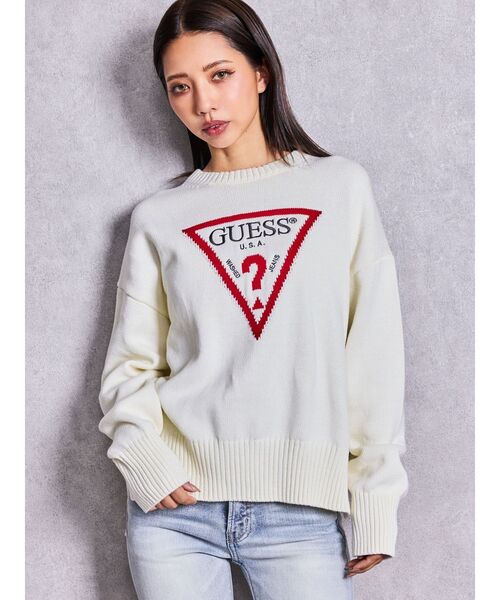Guess(ゲス)の「GUESS GJ LS CN BIG TRIANGLE SWTR(ニット/セーター・レディース・ブラック/グレー/オフホワイト・FREE)」の2枚目の写真