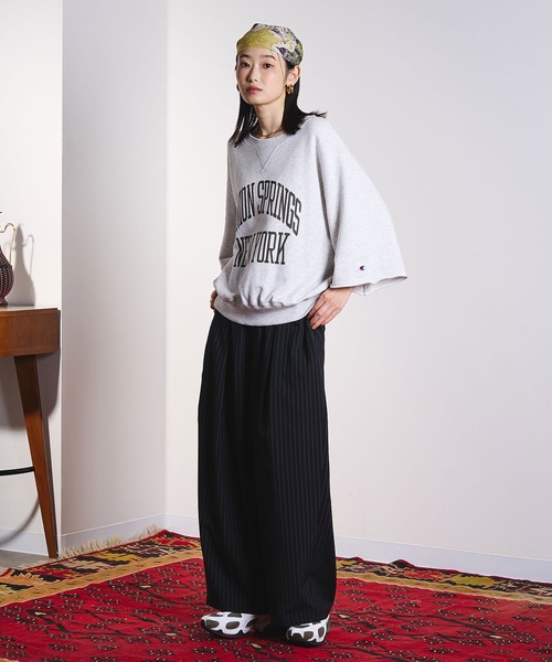 ROSE BUD（ローズバッド）の「(CREOLME)STRIPE TUCK BARREL PANTS（その他パンツ・レディース・ベージュ/ブラック・M/S）」の14枚目の写真
