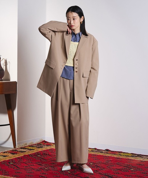 ROSE BUD（ローズバッド）の「(CREOLME)STRIPE TUCK BARREL PANTS（その他パンツ・レディース・ベージュ/ブラック・M/S）」の3枚目の写真