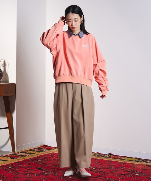 ROSE BUD（ローズバッド）の「(CREOLME)STRIPE TUCK BARREL PANTS（その他パンツ・レディース・ベージュ/ブラック・M/S）」の5枚目の写真