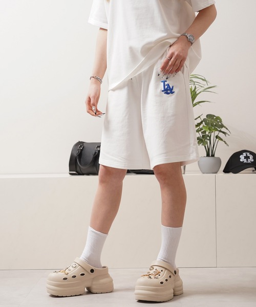 STAY GOLD（ステイゴールド）の「【STAYGOLD】LA ロゴ刺繍 スウェットショートパンツ / セットアップ対応 / LA Logo Embroidered Sweat Shorts（スウェットパンツ・レディース・グレー/ホワイト/ブラック/グリーン/ネイビー・M/L）」の22枚目の写真