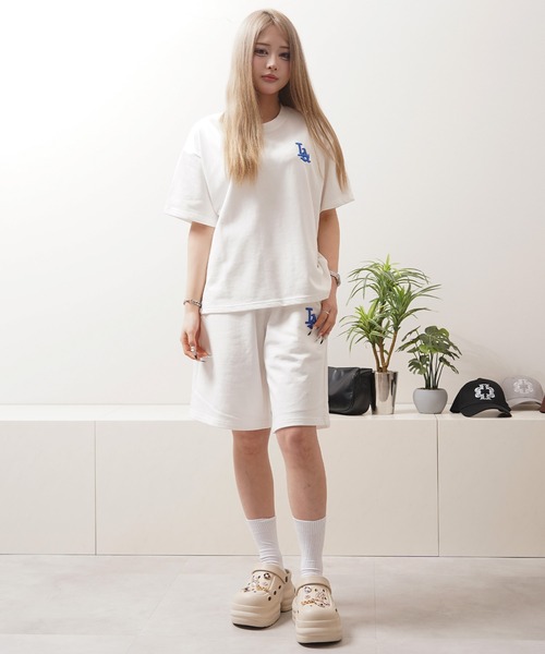 STAY GOLD（ステイゴールド）の「【STAYGOLD】LA ロゴ刺繍 スウェットショートパンツ / セットアップ対応 / LA Logo Embroidered Sweat Shorts（スウェットパンツ・レディース・グレー/ホワイト/ブラック/グリーン/ネイビー・M/L）」の21枚目の写真