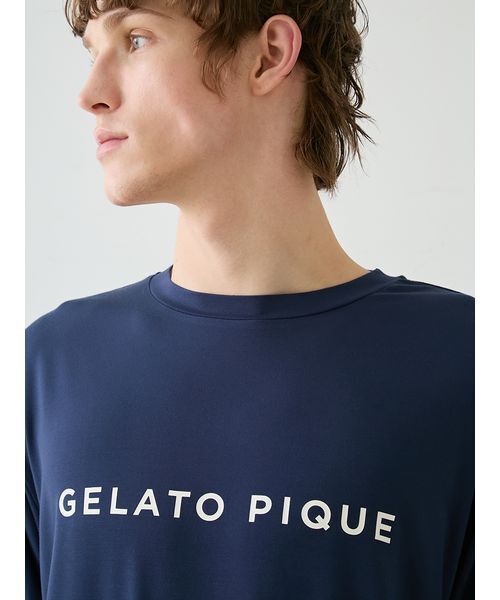 gelato pique(ジェラートピケ)の「【HOMME】レーヨンロゴTシャツ&ボーダーハーフパンツセット(ルームウェア/パジャマ・メンズ・ネイビー/オフホワイト・M/L)」の11枚目の写真