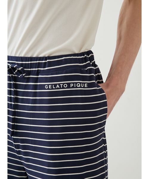 gelato pique(ジェラートピケ)の「【HOMME】レーヨンロゴTシャツ&ボーダーハーフパンツセット(ルームウェア/パジャマ・メンズ・ネイビー/オフホワイト・M/L)」の20枚目の写真