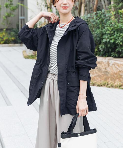 【美品】山本マナ×アーバンリサーチ 限定コラボ Aラインジップコート 黒×ピンク セール】『WEB/一部店舗限定カラー』『撥水』ナイロンマウンテン