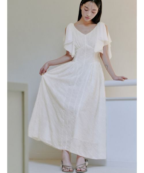 SNIDEL（スナイデル）の「リボンジャガードワンピース（ワンピース・レディース・その他/ブラック/アイボリー・1/0）」の2枚目の写真