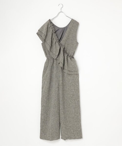 notch.(ノッチ)の「サマーツイードフリルオールインワン(サロペット/オーバーオール・レディース・グレー/アイボリー/ブラック/ブラウン・M)」の1枚目の写真