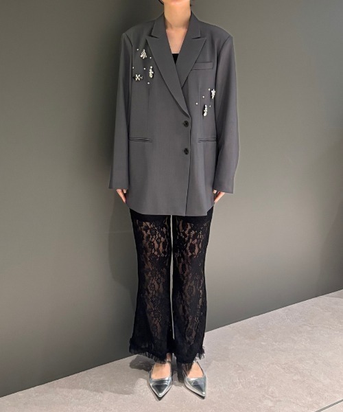ANDRESD（アンドレスド）の「レースフレアパンツ / lace flare pants（その他パンツ・レディース・オフホワイト/ライラック/ブラック・L/M/S）」の7枚目の写真