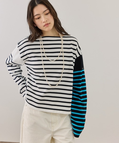ADAM ET ROPE'(アダムエロペ)の「【G.F.G.S. for ADAM ET ROPE'】別注ボートネックボーダー(Tシャツ/カットソー・レディース・ターコイズブルー/ピンク/ホワイト・FREE)」の8枚目の写真