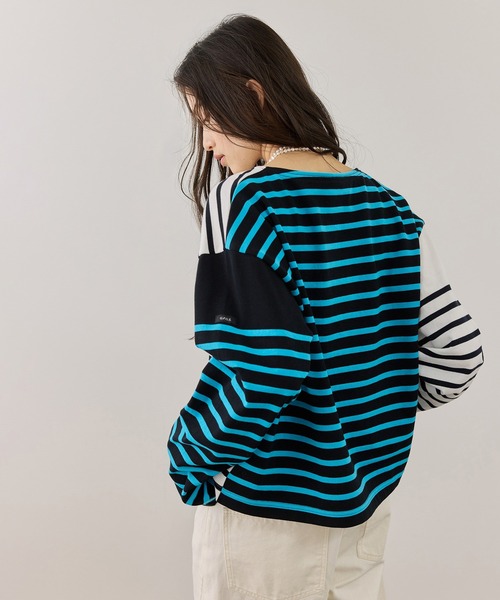 ADAM ET ROPE'(アダムエロペ)の「【G.F.G.S. for ADAM ET ROPE'】別注ボートネックボーダー(Tシャツ/カットソー・レディース・ターコイズブルー/ピンク/ホワイト・FREE)」の11枚目の写真