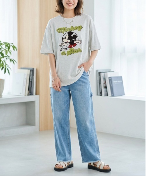 Disney(ディズニー)の「【DISNEY/ディズニー】ミッキーマウス サガラ刺繍半袖Tシャツ(Tシャツ/カットソー・レディース・オートミール/スミクロ/スカイブルー/オレンジ・LARGE/MEDIUM)」の9枚目の写真