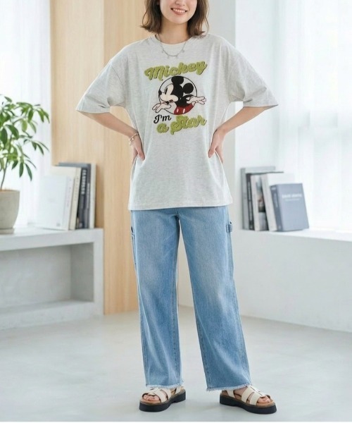 Disney(ディズニー)の「【DISNEY/ディズニー】ミッキーマウス サガラ刺繍半袖Tシャツ(Tシャツ/カットソー・レディース・オートミール/スミクロ/スカイブルー/オレンジ・LARGE/MEDIUM)」の12枚目の写真