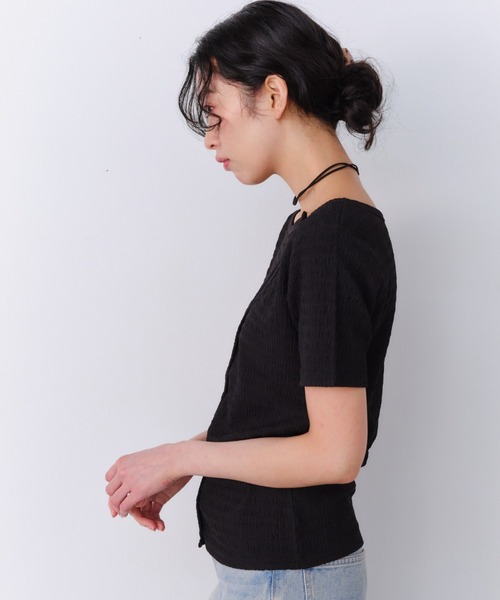 Shelly island(シェリーアイランド)の「デザインフロント半袖カーディガン(Tシャツ/カットソー・レディース・ホワイト/ブラウン/ブラック・FREE)」の22枚目の写真