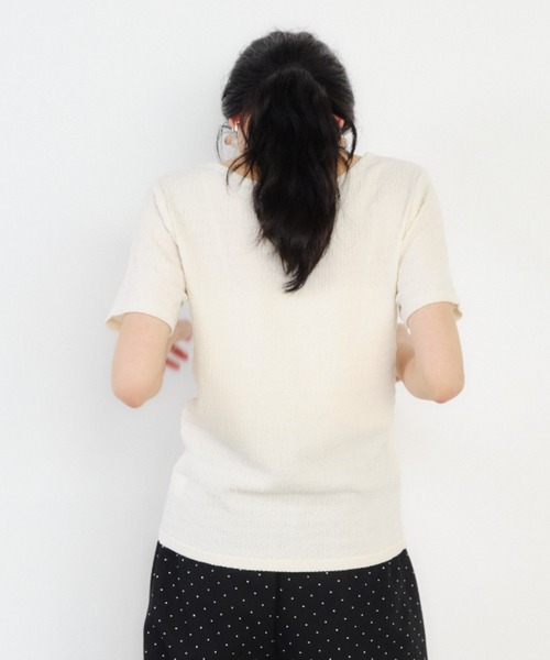 Shelly island（シェリーアイランド）の「デザインフロント半袖カーディガン（Tシャツ/カットソー・レディース・ホワイト/ブラウン/ブラック・FREE）」の9枚目の写真