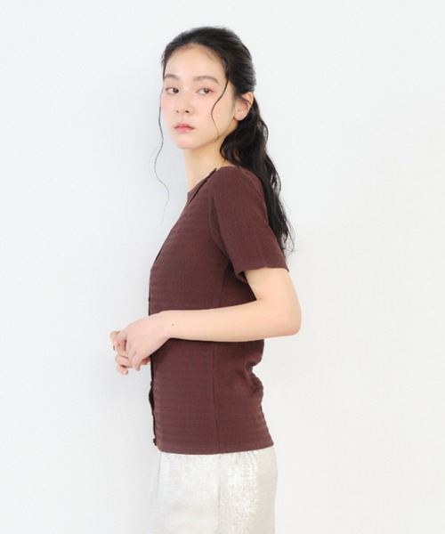 Shelly island（シェリーアイランド）の「デザインフロント半袖カーディガン（Tシャツ/カットソー・レディース・ホワイト/ブラウン/ブラック・FREE）」の18枚目の写真