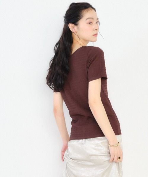 Shelly island（シェリーアイランド）の「デザインフロント半袖カーディガン（Tシャツ/カットソー・レディース・ホワイト/ブラウン/ブラック・FREE）」の19枚目の写真