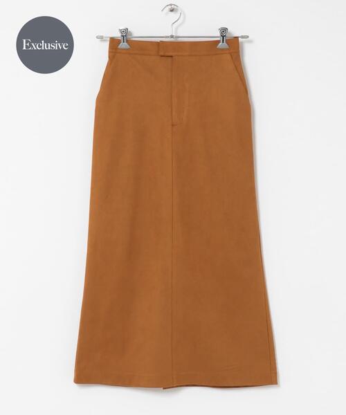 audrey and john wad（オードリーアンドジョンワッド）の「『別注』Audrey and John Wad×DOORS　スウェードスカート（スカート・レディース・ブラウン/グリーン/ベージュ・FREE）」の2枚目の写真