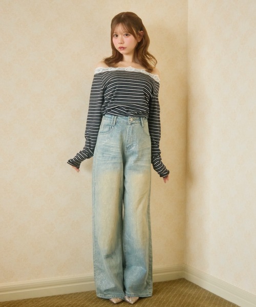 TITTY&CO.（ティティーアンドコー）の「ヴィンテージウォッシュデニム（デニムパンツ・レディース・ライトブルー・S/L/M）」の5枚目の写真