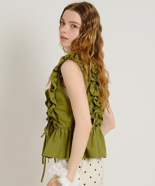 w closet(ダブルクローゼット)の「フリフリノースリブラウス(シャツ/ブラウス・レディース・カーキ/ブラック/レッド/グリーン/ブラック系その他/オフホワイト・FREE)」の20枚目の写真