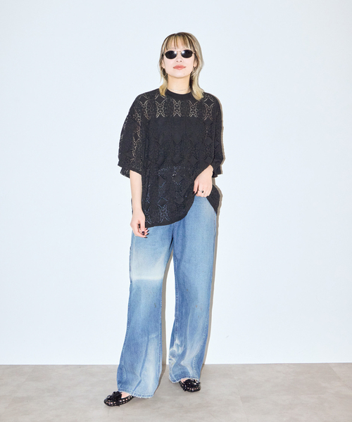 CITYSHOP(シティーショップ)の「《追加》LACE Tシャツ(Tシャツ/カットソー・レディース・ブラック/ホワイト・FREE)」の3枚目の写真