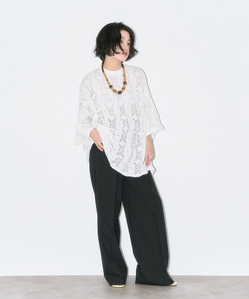 CITYSHOP(シティーショップ)の「《追加》LACE Tシャツ(Tシャツ/カットソー・レディース・ブラック/ホワイト・FREE)」の7枚目の写真
