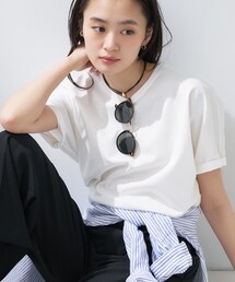 INDIVI | 【汗ジミ防止/褒められTシャツ】上品カジュアル!ドルマンTシャツ(Tシャツ/カットソー)