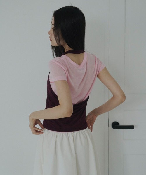 FEKETE(フェケテ)の「sheer halter top / シアーホルターネック(Tシャツ/カットソー・レディース・ライトブルー/ピンク/プラム・FREE)」の9枚目の写真