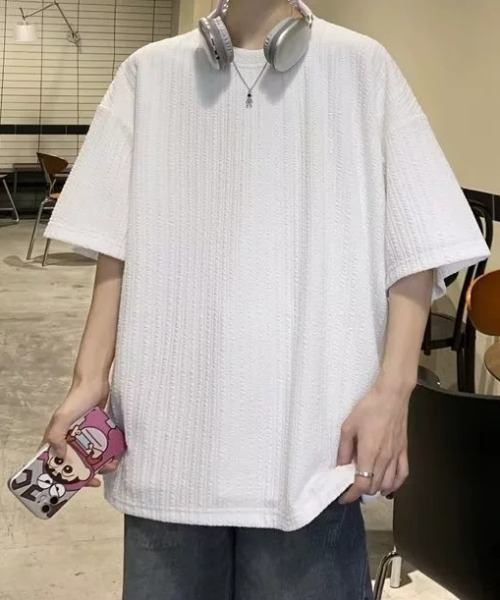 SHEPP(シープ)の「【UNISEX】ワッフル編み オーバーサイズ クルーネック プルオーバー(Tシャツ/カットソー・メンズ・ブラック/ホワイト・M)」の12枚目の写真